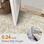 Taupe 2x3 Entryway Rug Vintage Area Carpet Indoor Kitchen Washable Door Mat Entrance Small Low Pile Traditional Distressed Retro Accent Throw Rug Non Slip Office Bathroom