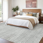 Art&Tuft Washable Rugs 8x10, Area Rugs for Living Room - Non Slip and Stain Resistant Soft Thin Low Pile 8x10 Rug for Bedroom, Dining Room, Kitchen, Office, Grey