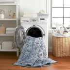 ReaLife Rugs Machine Washable Area Rug Runner - Living Room Bedroom Bathroom Kitchen Entryway Office - Padded Low Pile Stain Resistant Premium - Boho Farmhouse Vintage - Joy - Blue Ivory 2'6" x 6'