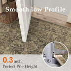 2x3 Brown Washable Vintage Area Rug for Living Room Bedroom Soft Tranditional Non Slip Thin Throw Rug Lightweight Floral Low Pile Distressed Doormat Entrance Dining Laundry Room Kitchen