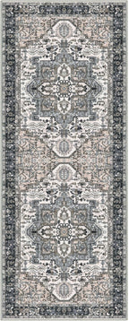 KOZYFLY Boho Runner Rug 3x8 Ft Washable Hallway Rug Faux Wool Printed Long Floor Carpet for Entryway Bedroom Kitchen Living Room Indoor Soft Durable Design, Black/Taupe/Beige