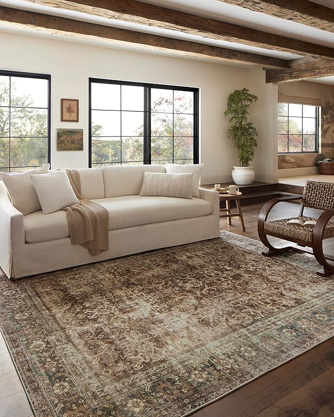 Loloi Magnolia Home by Joanna Gaines Sinclair Collection SIN-01 Rust/Lagoon 2'-3" x 7'-6", .25" Pile Height, Machine Washable, Runner Rug