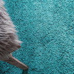 Unique Loom Solid Shag Collection Area Rug (4' 1" Round, Deep Aqua Blue)