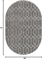 Unique Loom Glam Collection Area Rug - Trellis (4' 1" x 6' 1" Oval, Gray Silver/ Silver)