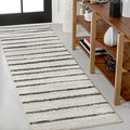 JONATHAN Y Williamsburg Minimalist Stripe Cream/Black Runner Rug, 2x8, Contemporary, Modern, Easy-Cleaning for Living Room, Bedroom, Kitchen, Pet Friendly, Non-Shedding (MOH201D-28)