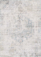 Low Pile Office Rugs for Rolling Chairs - 5x7 Abstract Rugs for Living Room, Large Entryway, Cream Slate Blue Decor, Non Slip with Rubber Backed & Stain Resistant