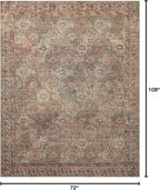 Loloi Amber Lewis Billie Collection, Aqua & Rust 6'-0" x 9'-0" Area Rug – Antique & Distressed Accent Rugs for Living Room, Bedroom, Entryway & Hallway, No Shed High Traffic Area Home Decor Rug