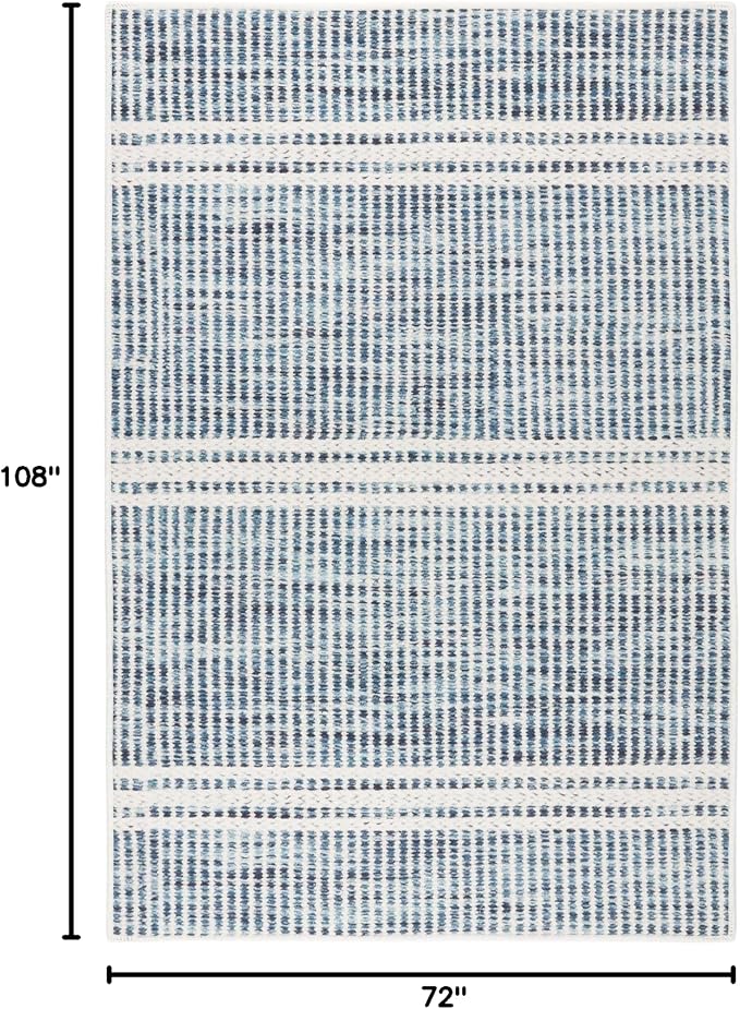 Dash and Albert Malta Blue Machine Washable Area Rug - 6' x 9' Blue Stripe Washable Accent Rug - Durable, High Traffic Areas Kitchen, Mudroom, Hallways