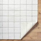 Mark&Day Wool Rugs, 9x12 Ishaq Cottage Off-White Area Rug, White Silver Carpet for Living Room, Bedroom or Kitchen (8'10" x 12')
