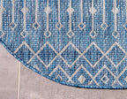 Unique Loom Outdoor Trellis Collection Area Rug - Tribal Trellis (6' 1" Round, Blue/ Ivory)