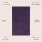 JONATHAN Y Haze Solid Low-Pile Purple 3x5 Oval Indoor Area Rug, Coastal,Bohemian,Minimalist,Classic, Easy-Cleaning for Living Room,Bedroom,Kitchen,Pet Friendly,Non-Shedding (SEU100N-3OV)