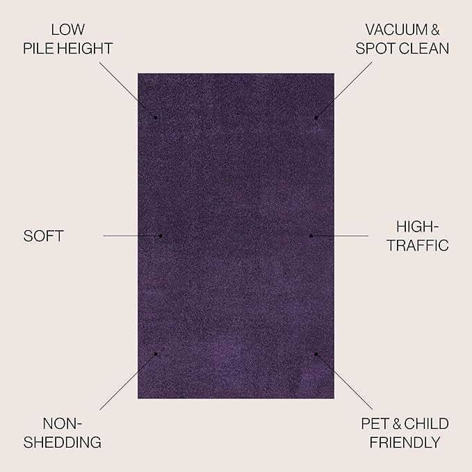 JONATHAN Y Haze Solid Low-Pile Purple 3x5 Oval Indoor Area Rug, Coastal,Bohemian,Minimalist,Classic, Easy-Cleaning for Living Room,Bedroom,Kitchen,Pet Friendly,Non-Shedding (SEU100N-3OV)