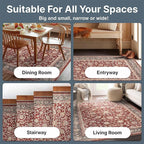 Well Woven Asha Rome Red 3'3" x 5' Area Rug - Oriental Floral Pattern, Easy Clean, Floor-Friendly Backing - for Living Room, Bedroom, and Dining Room