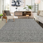 RUGSREAL Washable Rug 10x13 for Living Room Modern Abstract Area Rug Non-Slip Large Contemporary Bedroom Rug Stain Resistant Aesthetic Accent Floor Carpet Foldable Solid Rug for Home Office, Grey