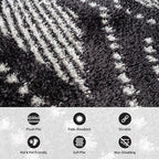 Rugshop Geometric Shag Area Rug Anthracite Dark Gray and White 7' 10" x 10' Perfect for Large Living Rooms, Dining Areas, Bedrooms