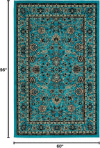 Rugs.com Yasmin Collection Rug – 5' x 8' Turquoise Medium Rug Perfect for Bedrooms, Dining Rooms, Living Rooms