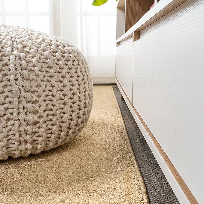 Eyely UES100B-210 Supersoft Haze Solid Low-Pile Indoor Runner Rug Casual;Contemporary;Solid;Traditional, Bedroom, Kitchen, Living Room, Easy-Cleaning, Non-Shedding, 2 X 10, Mustard