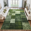 Tepook Modern Area Rug for Living Room, 8x10 Geometric Large Rugs for Bedroom, Washable Patchwork Rug Indoor Non-Slip Throw Carpets for Dining Room Office Farmhouse Home Decor, Green