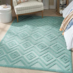 Nourison Home Versatile Aqua Teal 6' x 9' Area Rug - Easy Clean, Non Shedding, Bed Room, Living Room, Dining Room, Kitchen (6' x 9')