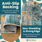 Istana Living Room Rug 10x14 - Multi/Blue 10 x 14 Area Rug - Foldable Machine Washable Area Rugs 10x14 - Stylish 10x14 Area Rugs Boho - Stain Resistant Washable Rug 10x14