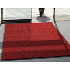 M+A Matting WaterHog Diamond | Commercial-Grade Entrance Mat with Rubber Border – Indoor/Outdoor, Quick Drying, Stain Resistant Door Mat (Solid Red, 4' x 6')
