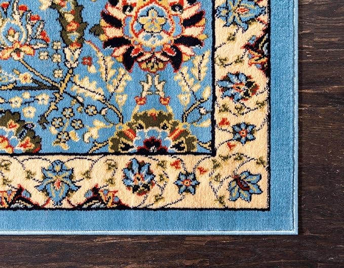 Unique Loom Espahan Collection Area Rug - Cape Cod (5' 3" x 8' Rectangle, Blue/ Black)