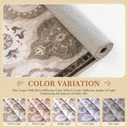EnHomee Washable Area Rugs 4x6, Soft Area Rug for Living Room Bedroom, Boho Non Slip Low Pile Stain Resistant Washable Rug Large Carpet for Dining Room,Easy to Clean Living Room Rug, Khaki