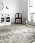 Loloi Teagan Collection TEA-07 Natural/Denim 3'-4" x 5'-7" Accent Rug, Large, Soft Neutral Rug, High-Traffic for Living Room, Bedroom, Home Office, Dining Area