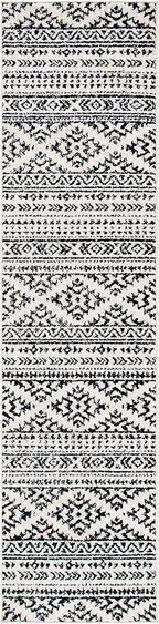 SAFAVIEH Tulum Collection Runner Rug - 2' x 8', Ivory & Black, Moroccan Boho Tribal Design, Non-Shedding & Easy to Clean, Ideal for Living Room, Hallway, Foyer, Entryway, Bedroom (TUL272B)