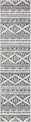 SAFAVIEH Tulum Collection Runner Rug - 2' x 21', Ivory & Black, Moroccan Boho Tribal Design, Non-Shedding & Easy to Clean, Ideal for Living Room, Hallway, Foyer, Bedroom (TUL272B)
