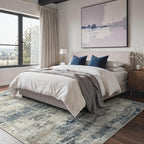 8x10 Area Rugs Washable Blue Rug for Living Room Bedroom, Abstract Modern Large Rug Non Slip, Water Repellent Low Pile Soft Carpet for Dining Room, Navy Blue