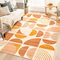 MUJOO 5x7 Area Rugs Boho,Washable Rugs for Living Room Bedroom Dining Room,Large Throw Floor Carpet Non Slip Soft Modern Abstract Bohemian Orange