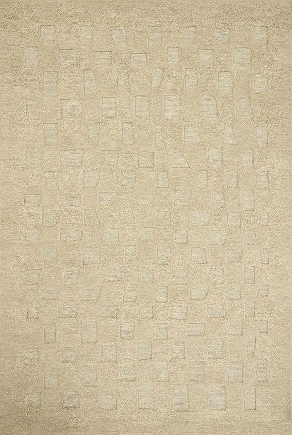 Loloi Leanne Ford Craven Collection CVN-04 Oatmeal/Dove 8'-6" x 11'-6" Area Rug Checkered, Patterned, Neutral, Living Room, Bedroom, Dining Room