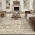 HUGEAR 6x9 Machine Washable Rugs Beige Hallway Large Area Rug Indoor Accent Rug Floral Low Pile Carpet Soft Throw Aesthetic Rug Bedroom Living Room Office Dining Room Kitchen Laundry Room