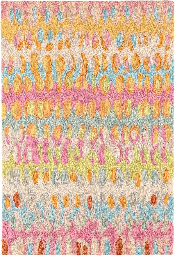 Dash and Albert Paint Chip Wool Area Rug - 2.5' x 8' Runner Confetti Graphic Hand Micro Hooked Accent Rug - Durable, High Traffic Areas Hallway, Bedroom, Stairs