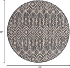 Unique Loom Outdoor Trellis Collection Area Rug - Tribal Trellis (3' 3" Round, Charcoal Gray/ Natural)