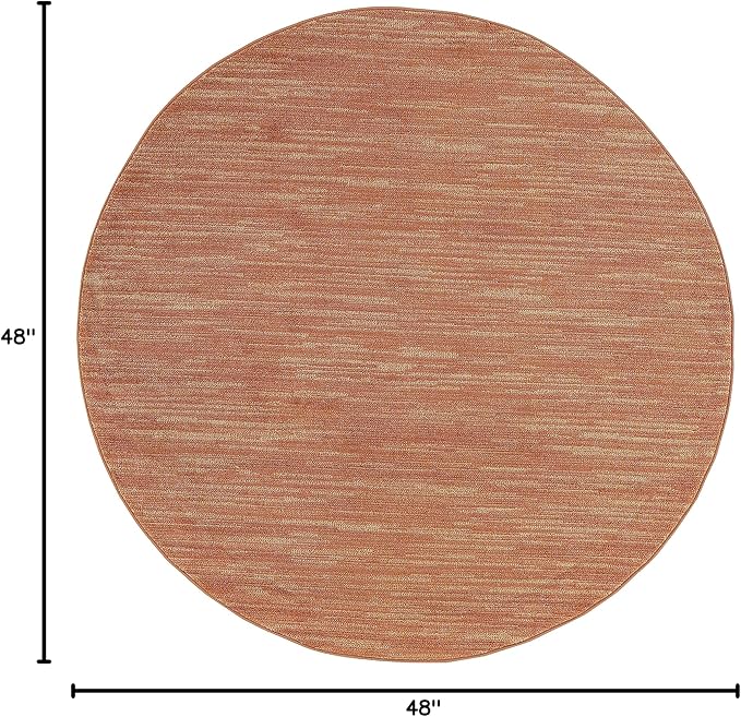 Nourison Home Nourison Essentials Rust 4' x Round Area Rug - Easy Clean, Non Shedding, Bed Room, Living Room, Dining Room, Kitchen (4' x Round)