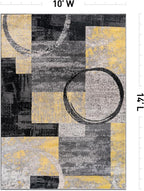 Rugshop Contemporary Circle Design Area Rug, Non-Shedding Carpet for Living Room, Bedroom, or Dining Room, Yellow, 10' x 14'