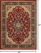 Well Woven Barclay Collection Medallion Kashan Red 5x7 (5'3" x 7'3") Area Rugs - Stain & Fade Resistant - Perfect Red Rug for Living Room, Bedroom, or Dining Room
