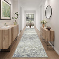Art&Tuft 2x10 Runner Rug - Washable Runner Rugs, Non-Slip Runner Rug for Hallway, Low-Pile 2x10 Rug Runner Kitchen Laundry Room Rug Throw Carpet for Entrance Bedroom Living Room, Blue