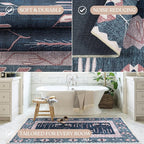 Washable Area Rug. Modern Farmhouse. Vintage. Turkish. Bohemian. Distressed. Oriental. Traditional. Rugs for Living Room. Dining. Bedroom. Office. Entryway. Foyer. (862CN, 2'5" x 6'5")
