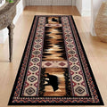 Rustic Cabin Bear Runner Rug, 2x8ft, Native American Long Runner Rug, Wildlife Black Bear Forest Hallway Rug, Vintage Brown Non-Slip Washable Southwestern Style Rug for Entry Kitchen