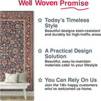 Well Woven Asha Rome Navy Blue Red 6' x 9' Area Rug - Oriental Floral Pattern, Easy Clean, Floor-Friendly Backing - for Living Room, Bedroom, and Dining Room