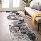 Rugshop Contemporary Circle Design Runner Rug, Non-Shedding Carpet for Hallway, Kitchen, or Entryway, Cream, 2' x 7'2"