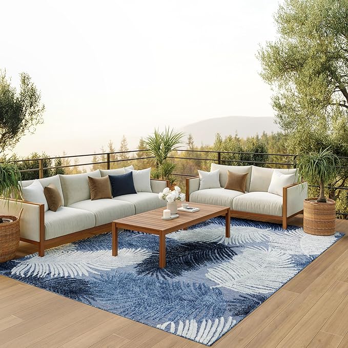 Nourison Home Suncoast Denim 7'10" x 9'10" Area Rug - Easy Clean, Non Shedding, Bed Room, Living Room, Dining Room, Kitchen (8' x 10')