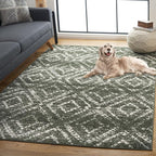 SAFAVIEH Adirondack Collection Area Rug - 5'1" x 7'6", Dark Green & Ivory, Geometric Design, Non-Shedding & Easy Care, Ideal for High Traffic Areas in Living Room, Bedroom, Dining (ADR131E-5)