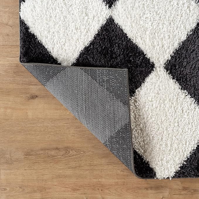 Rugshop Diamond Wave Pattern Shag Area Rug Anthracite Dark Gray 5' x 7' Great for Bedrooms, Living Rooms, or Under Coffee Tables