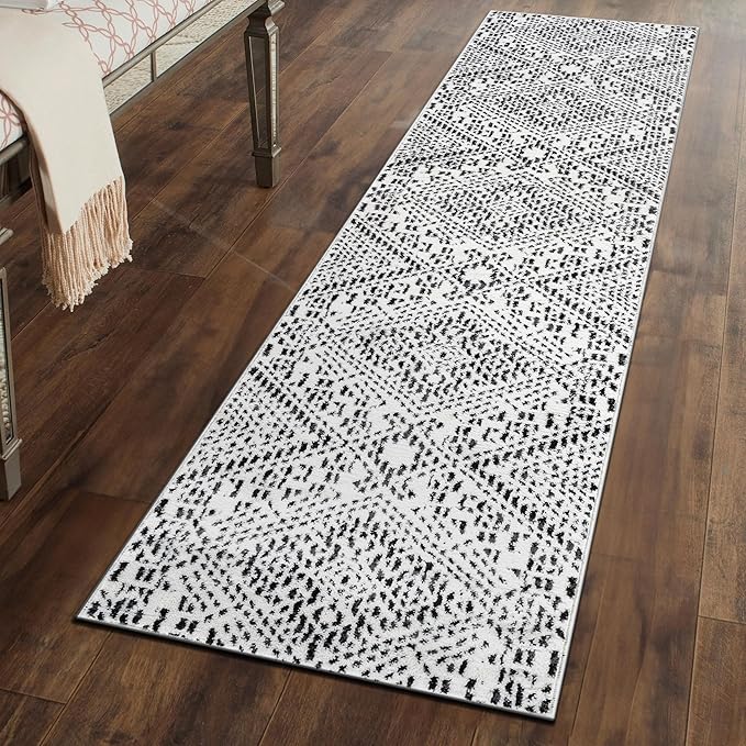 Rugshop Boho Cream Tribal Area Rug Modern Indoor Carpet for Living Room, Bedroom, or Entryway – Non-Shedding, Low Pile Geometric Design 2' 3" x 12'