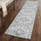 Rugshop Boho Cream Tribal Area Rug Modern Indoor Carpet for Living Room, Bedroom, or Entryway – Non-Shedding, Low Pile Geometric Design 2' 3" x 8'