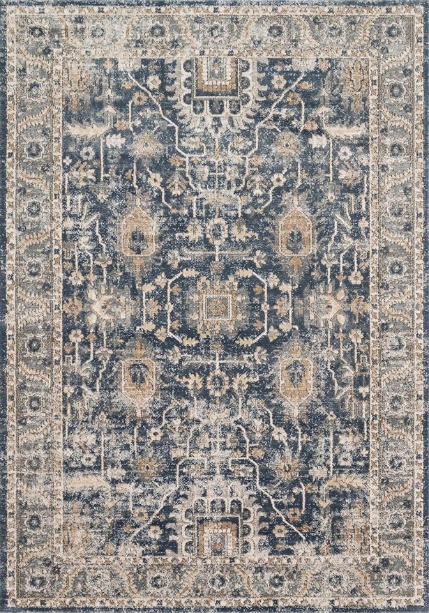 Loloi Teagan Collection TEA-03 Denim/Pebble 2'-8" x 13' Runner Rug, Large, Soft Neutral Rug, High-Traffic for Living Room, Bedroom, Home Office, Dining Area